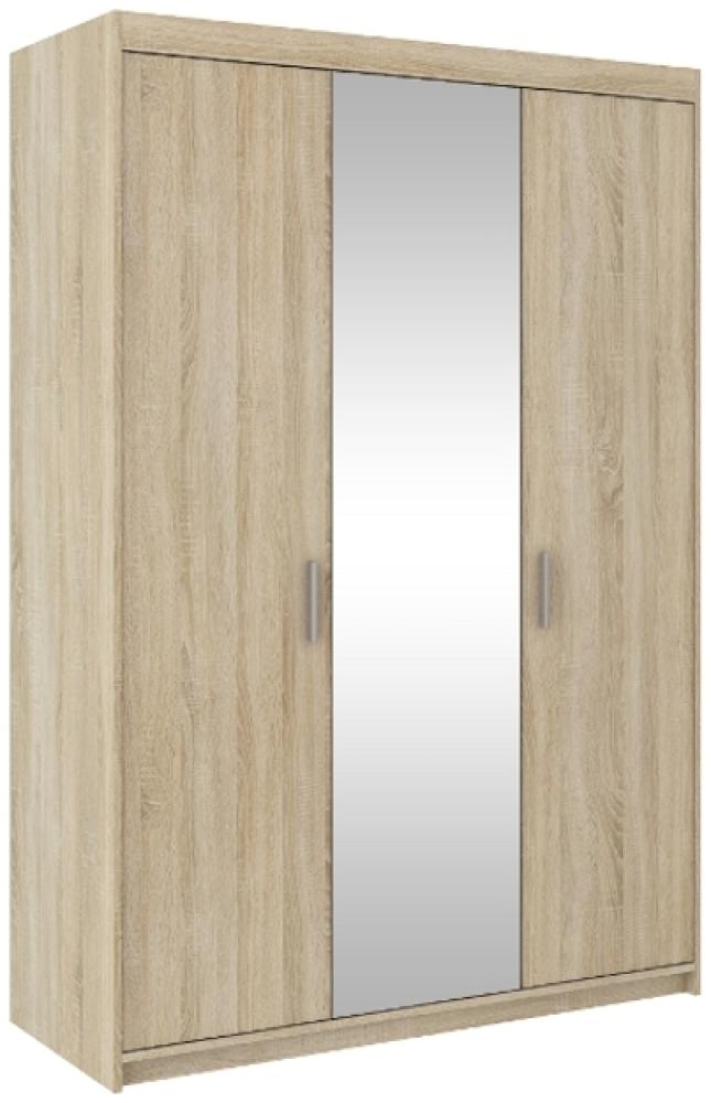 Kleiderschrank ELLENA 3D + Spiegel + Aufsatz, 190x133x53, Eiche sonoma Bild 1