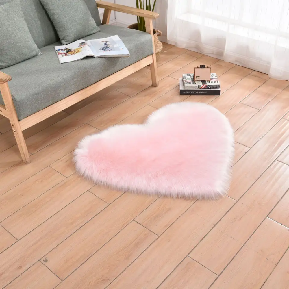 Herzteppich | Flauschiger Teppich in Herzform I Herz Teppich Vorleger 40 x 50cm in rosa Bild 1