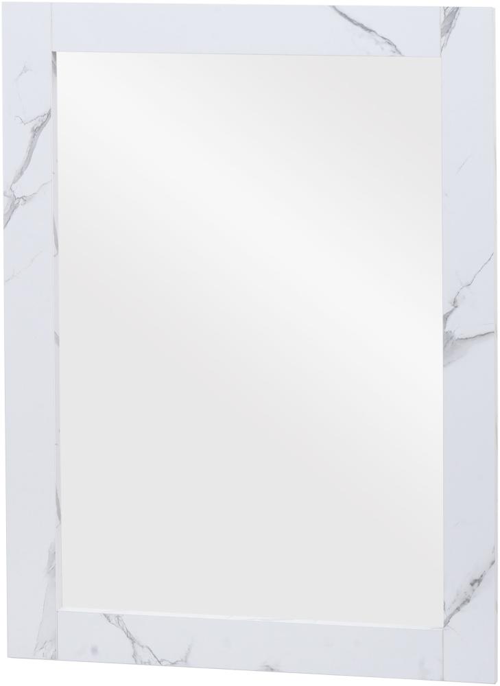 Wandspiegel HWC-L86, Badezimmer Badspiegel Spiegel Badmöbel, MVG-zertifiziert 72x52cm ~ Marmor-Optik weiß Bild 1