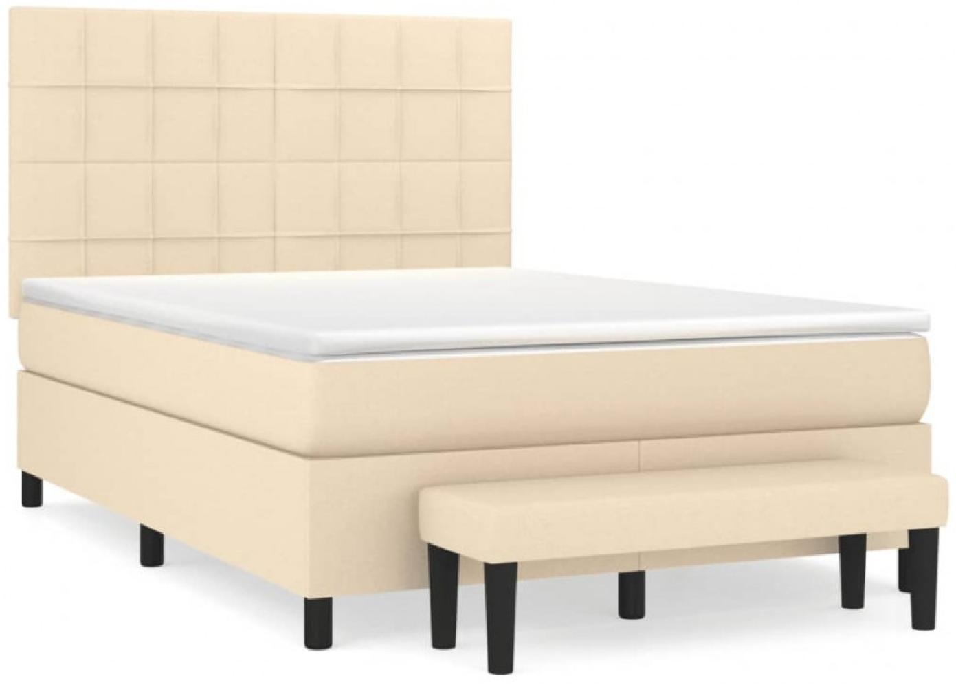 vidaXL Boxspringbett mit Matratze Creme 140x190 cm Stoff, Härtegrad: H2 [3136594] Bild 1