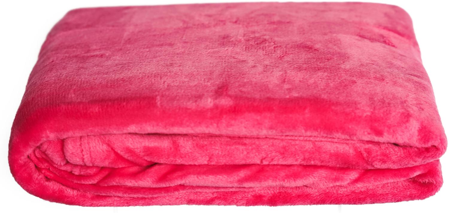 Kuschelige Decke 220x240 cm Fleecedecke Wohndecke aus Polyester Tagesdecke Rosa Bild 1