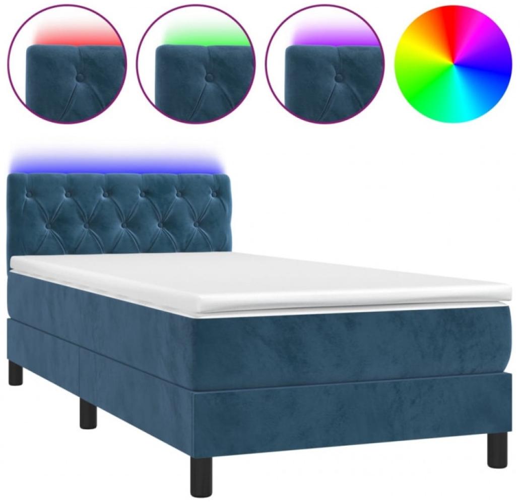 Boxspringbett mit Matratze & LED Dunkelblau 80x200 cm Samt (Farbe: Blau) Bild 1