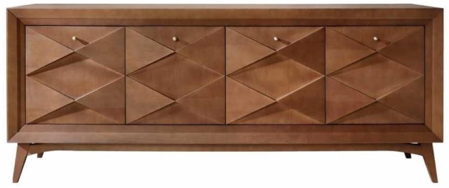 Casa Padrino Luxus Art Deco Sideboard Matt Cognac 220 x 50 x H. 92 cm - Edler Massivholz Schrank mit 4 Türen - Esszimmer Möbel - Art Deco Möbel - Luxus Möbel Bild 1