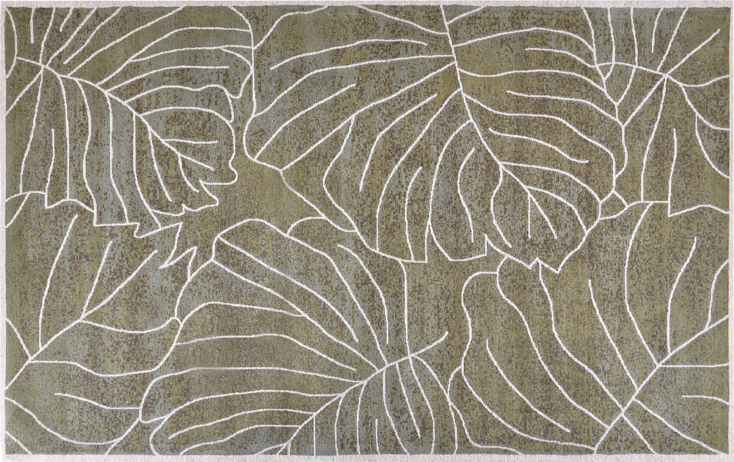 Teppich Baumwolle grün 140 x 200 cm Blattmuster Kurzflor SARMIN Bild 1