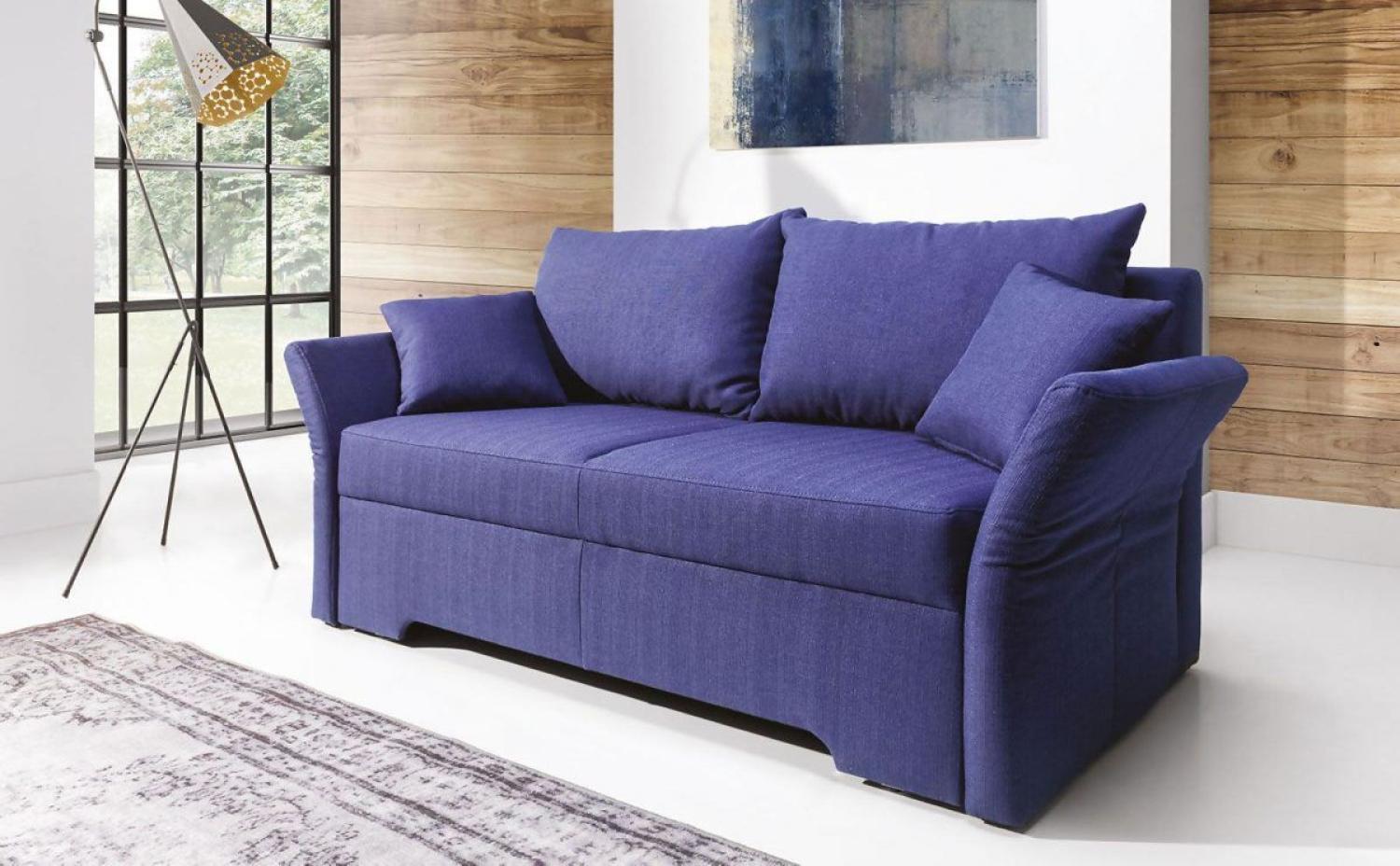 Sofa 2-Sitzer mit Schlaffunktion HANNAH Webstoff Marineblau Bild 1