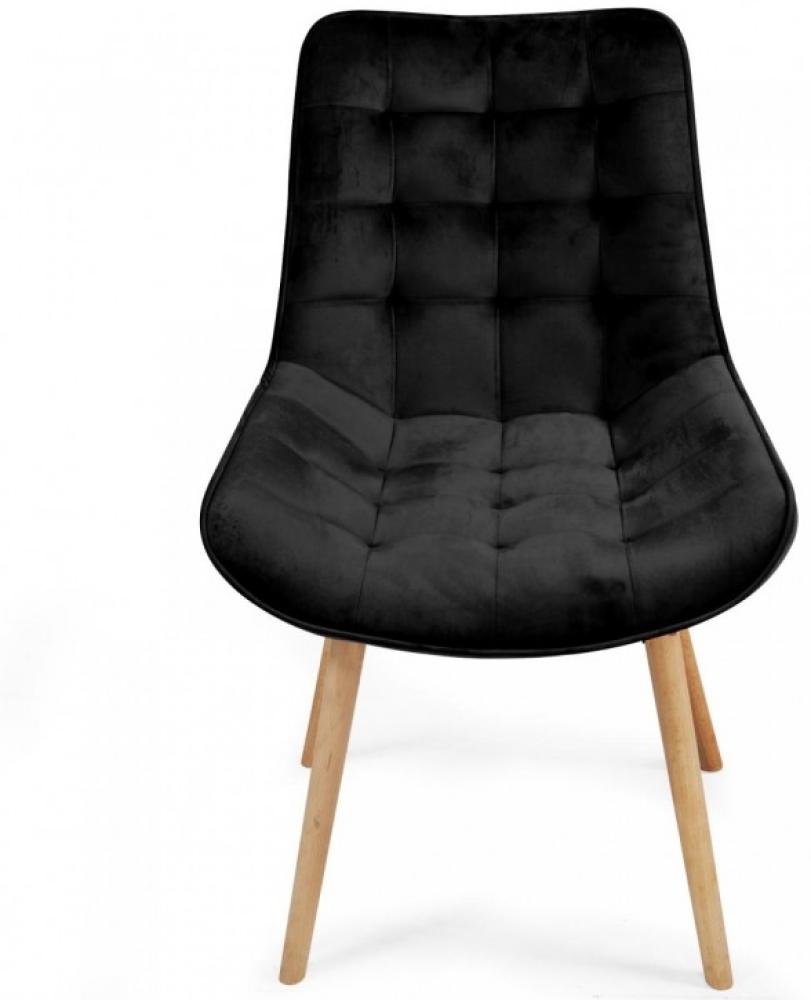 MIADOMODO® 8er-Set Esszimmerstühle gesteppt, Samt/Buchenholz schwarz Bild 1