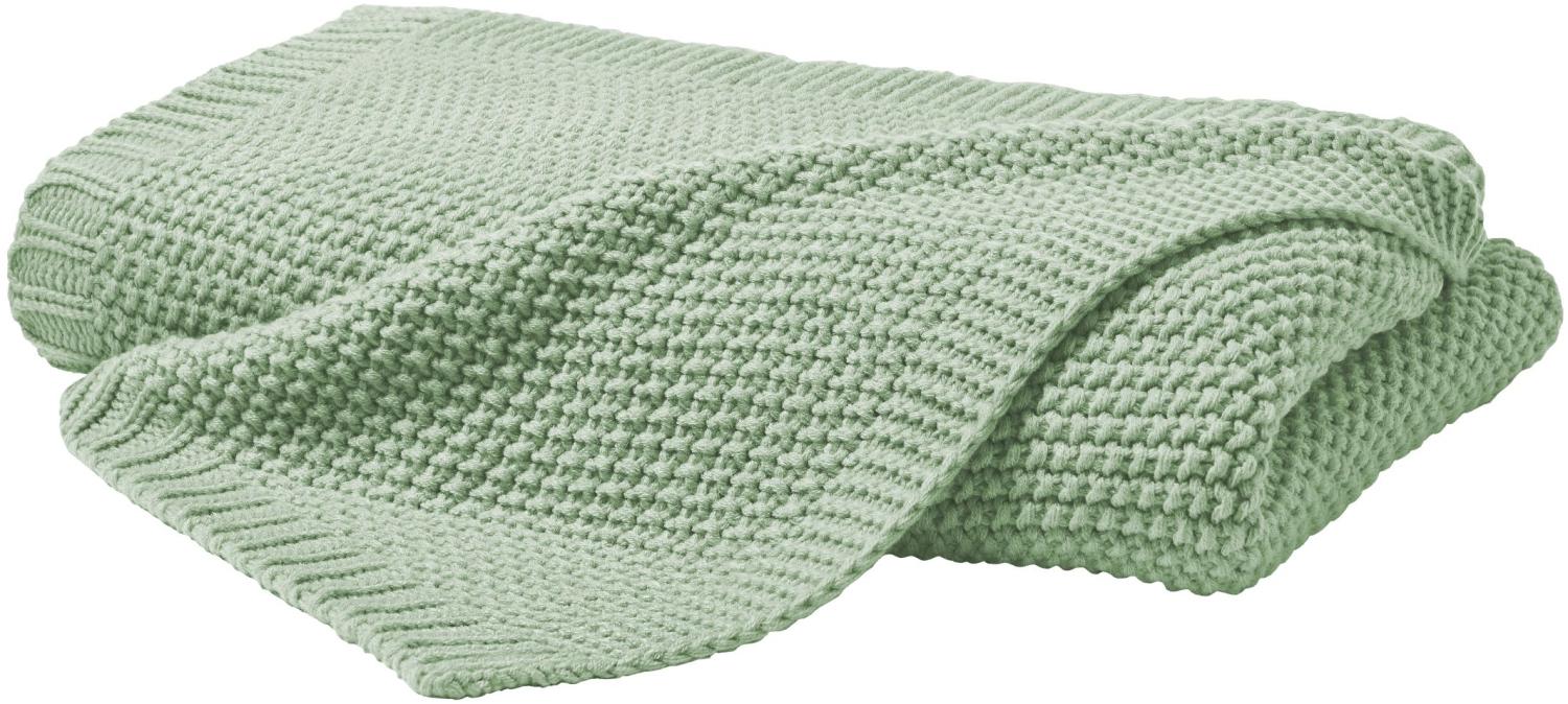 Hahn Primera Strickdecke Kuscheldecke Perlmuster 130x170 cm salbei 545001-513 Bild 1