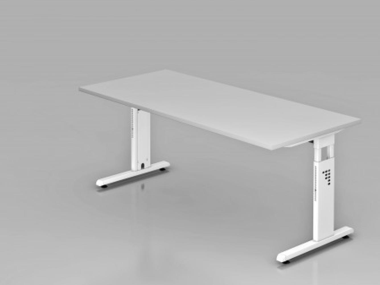 Schreibtisch OS19 C-Fuß 180x80cm Grau Gestellfarbe: Weiß Bild 1