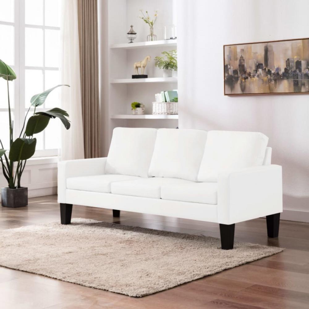 3-Sitzer-Sofa Weiß Kunstleder Bild 1