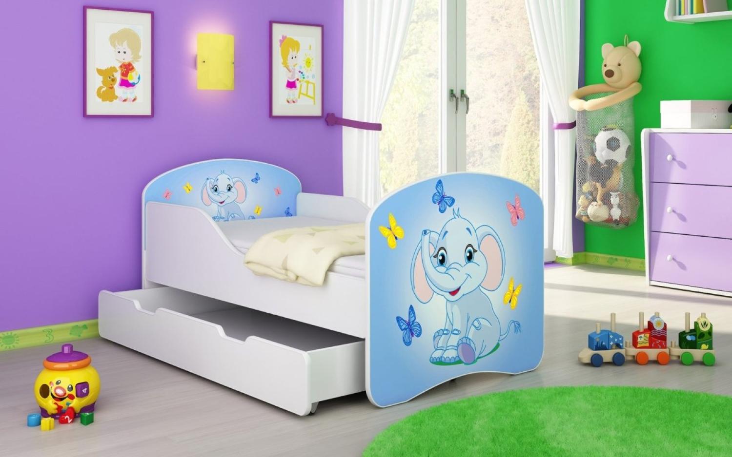 Kinderbett Luna mit Stauraum und verschiedenen Motiven 180x80 Elephant Bild 1
