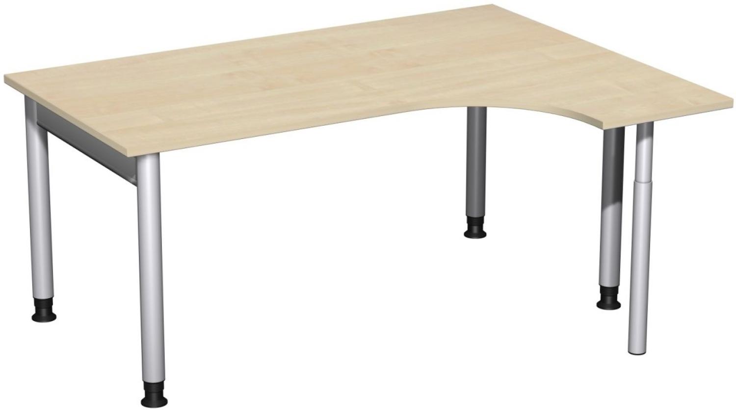 PC-Schreibtisch '4 Fuß Pro' rechts, höhenverstellbar, 160x120cm, Ahorn / Silber Bild 1