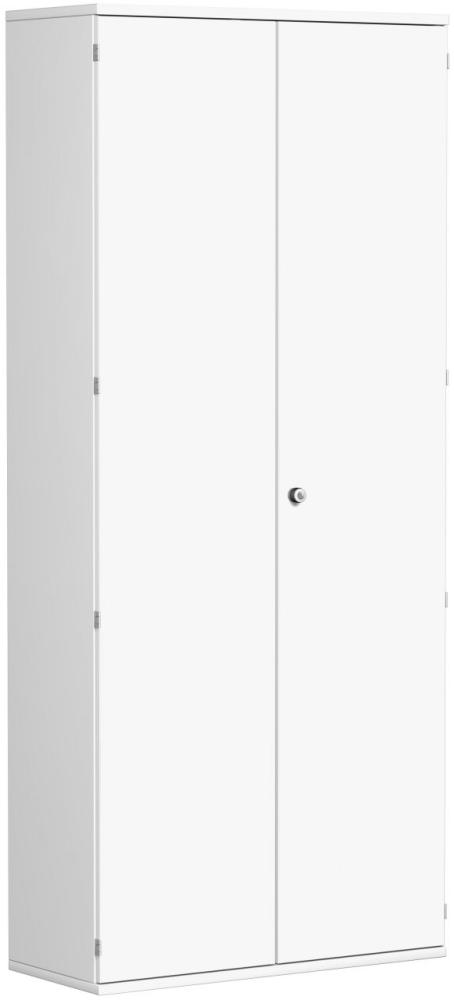 Garderobenschrank mit ausziehbarem Garderobenhalter, 100x42x230cm, Weiß Bild 1