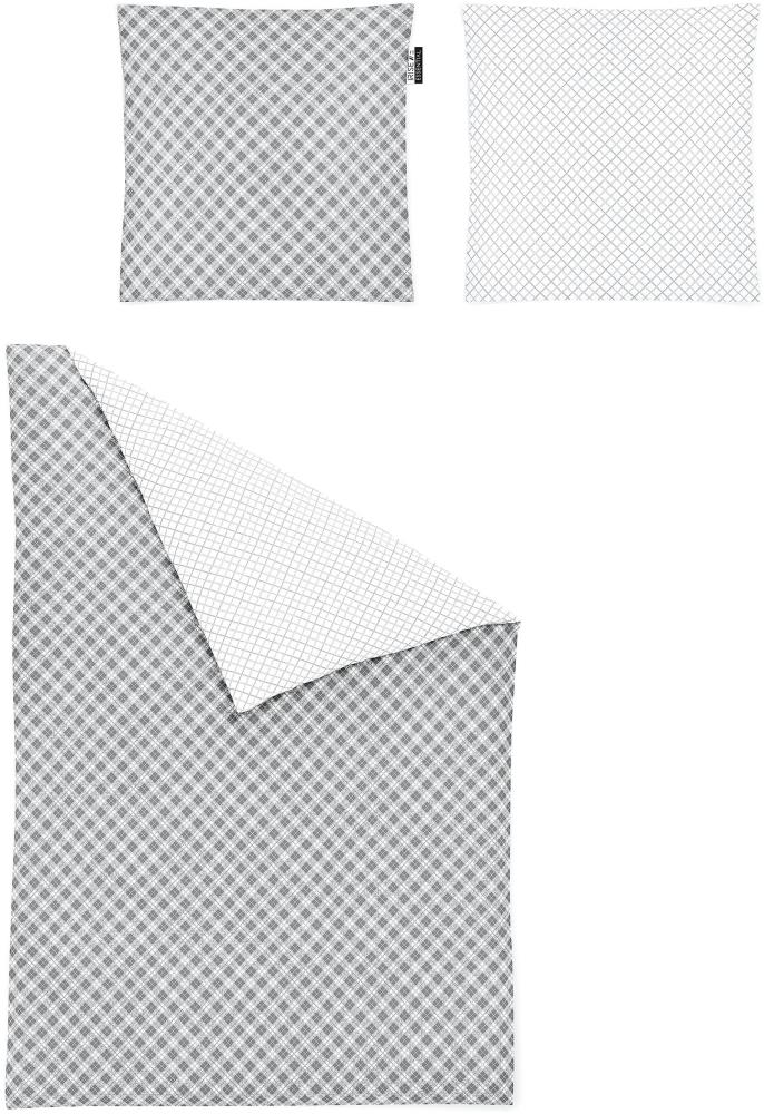 Irisette Mako-Satin Bettwäsche Set Bea 8254 silber 135 x 200 cm + 1 x Kissenbezug 80 x 80 cm Bild 1