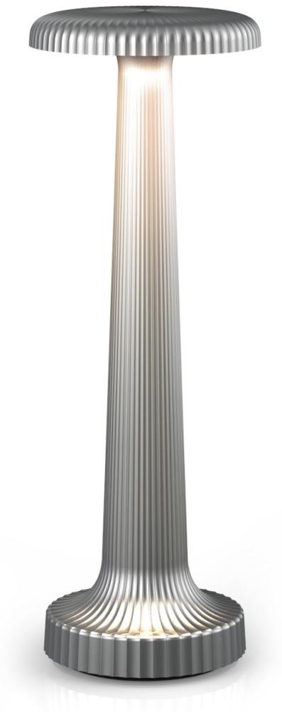 NEOZ kabellose Akku-Tischleuchte Tall POPPY UNO LED-Lampe dimmbar 1 Watt 27x9,4 cm Satin Silber Bild 1