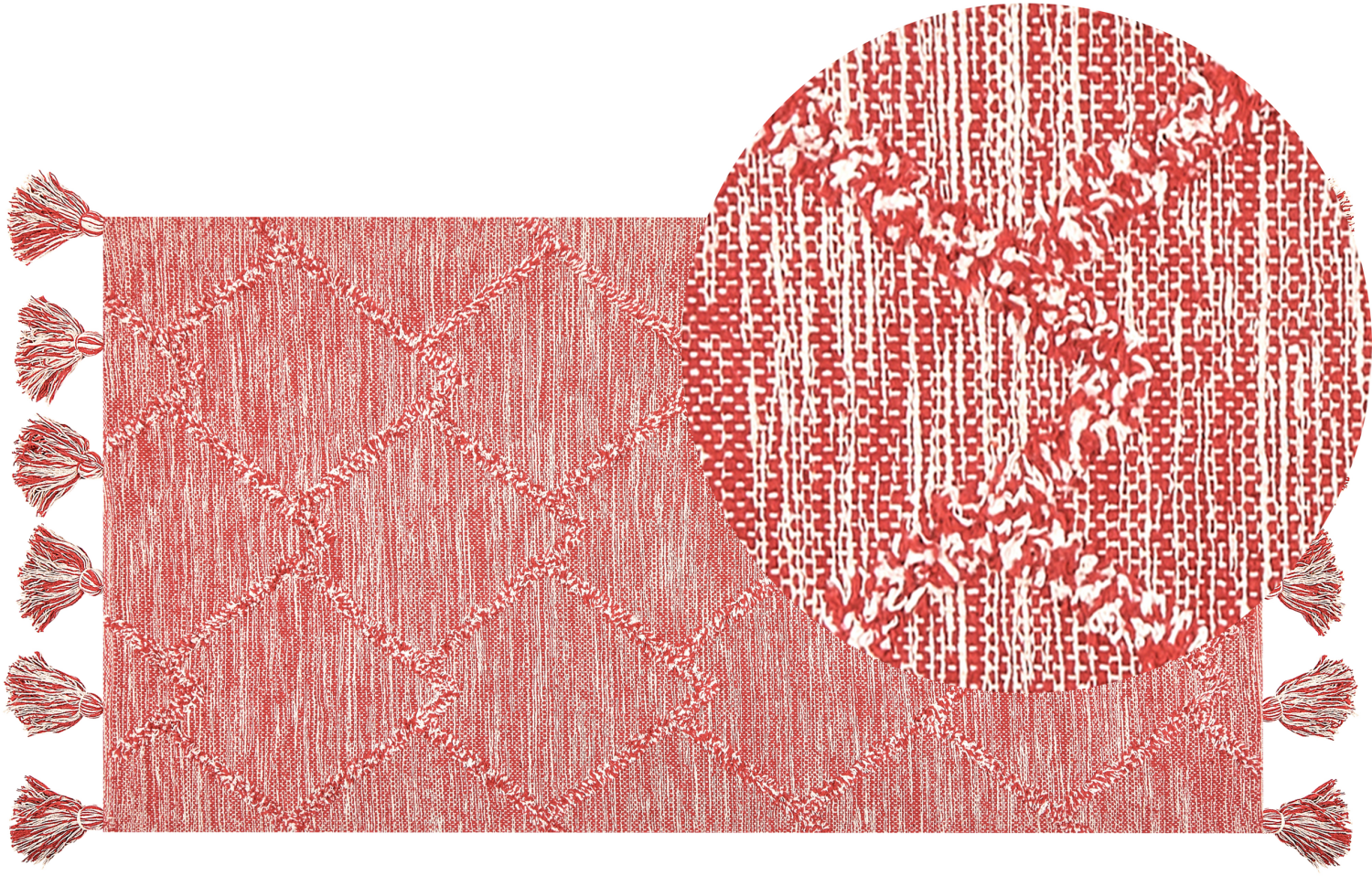 Teppich Baumwolle rot 80 x 150 cm mit Quasten NIGDE Bild 1