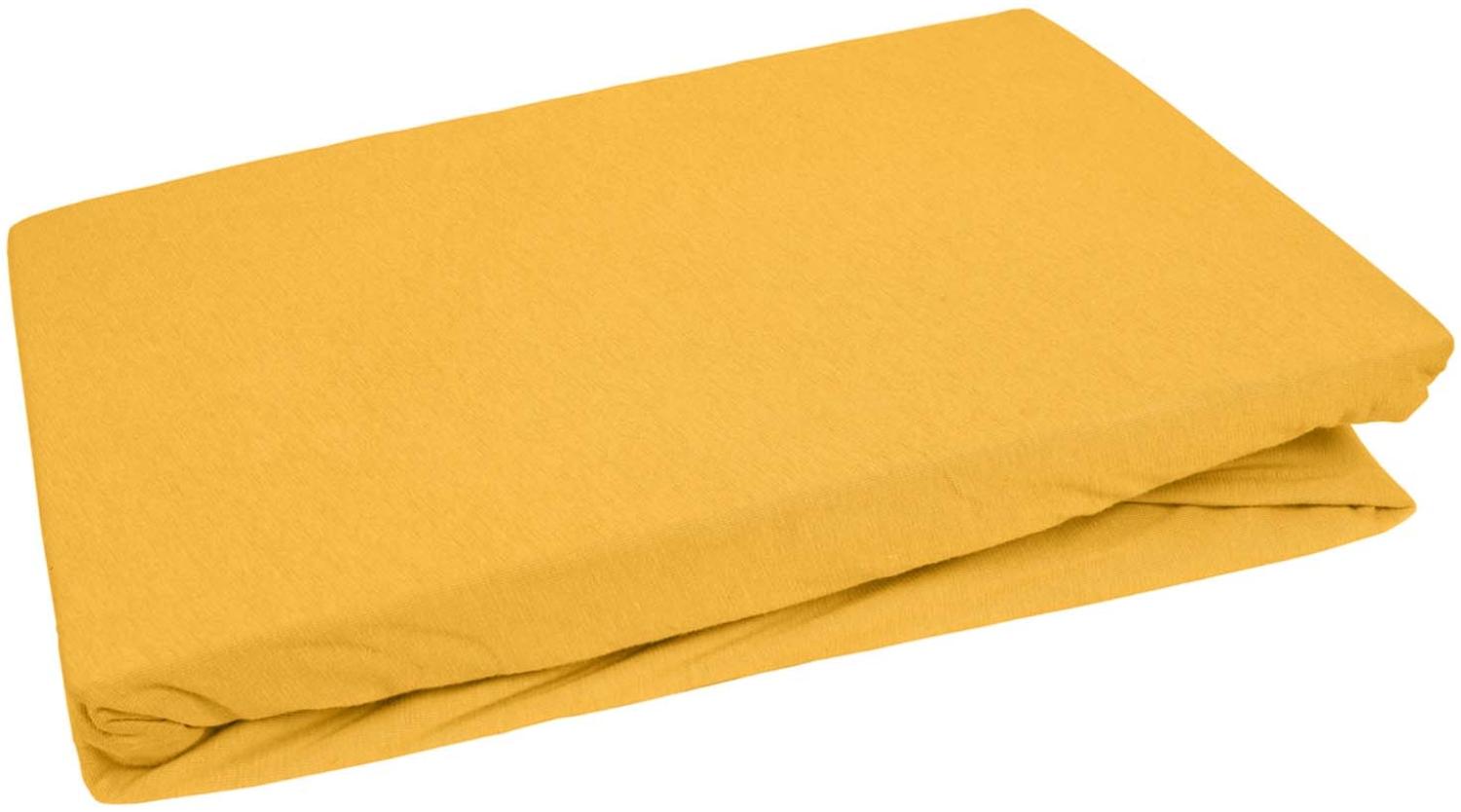 Bettwaesche-mit-Stil Jersey Spannbettlaken gelb 140 – 160 x200cm Höhe bis 20cm Bild 1