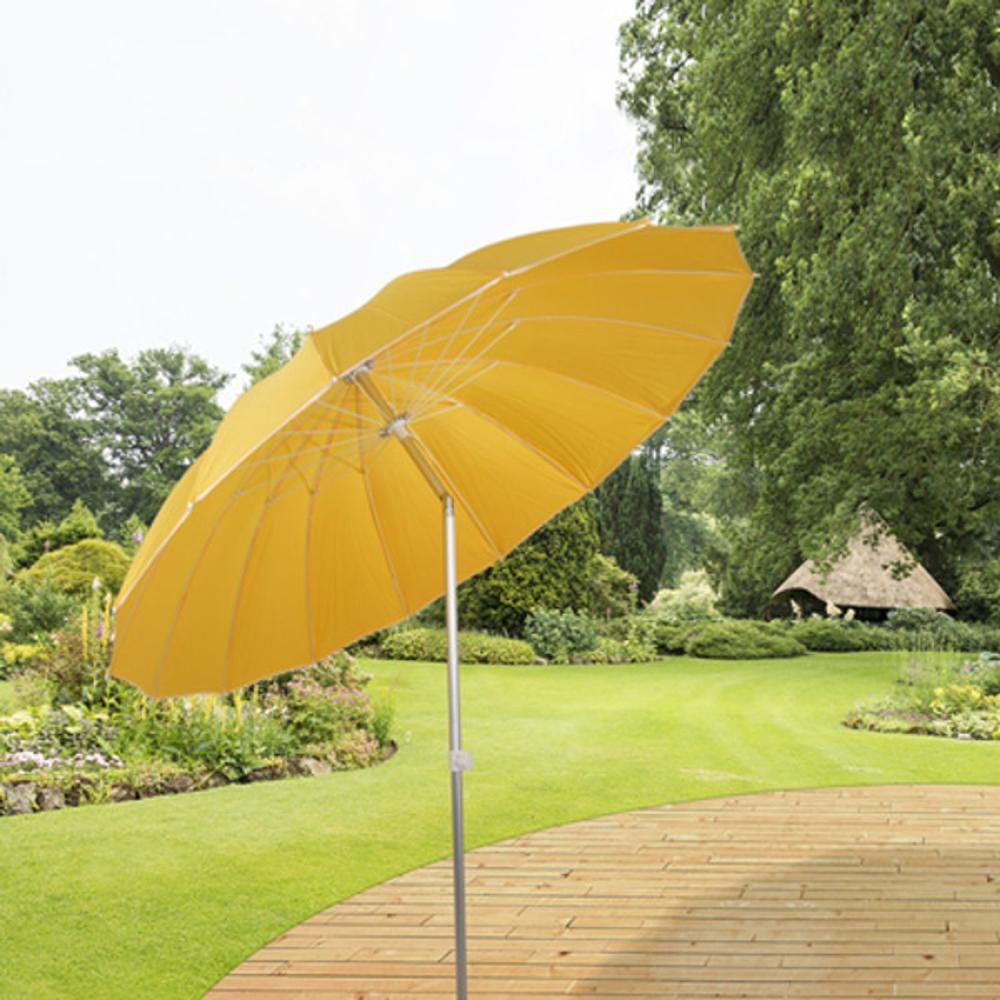 Alu-Sonnenschirm mit Knickgelenk 215cm + Tasche Strandschirm Gartenschirm Balkon gelb Bild 1