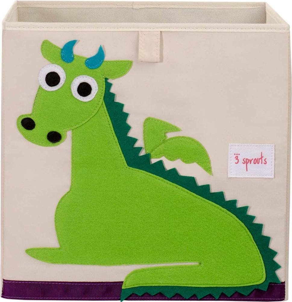 Aufbewahrung im Kinderzimmer | Spielzeugbox grüner Drache, 33 x 33x 33 cm, von 3 sprouts Bild 1