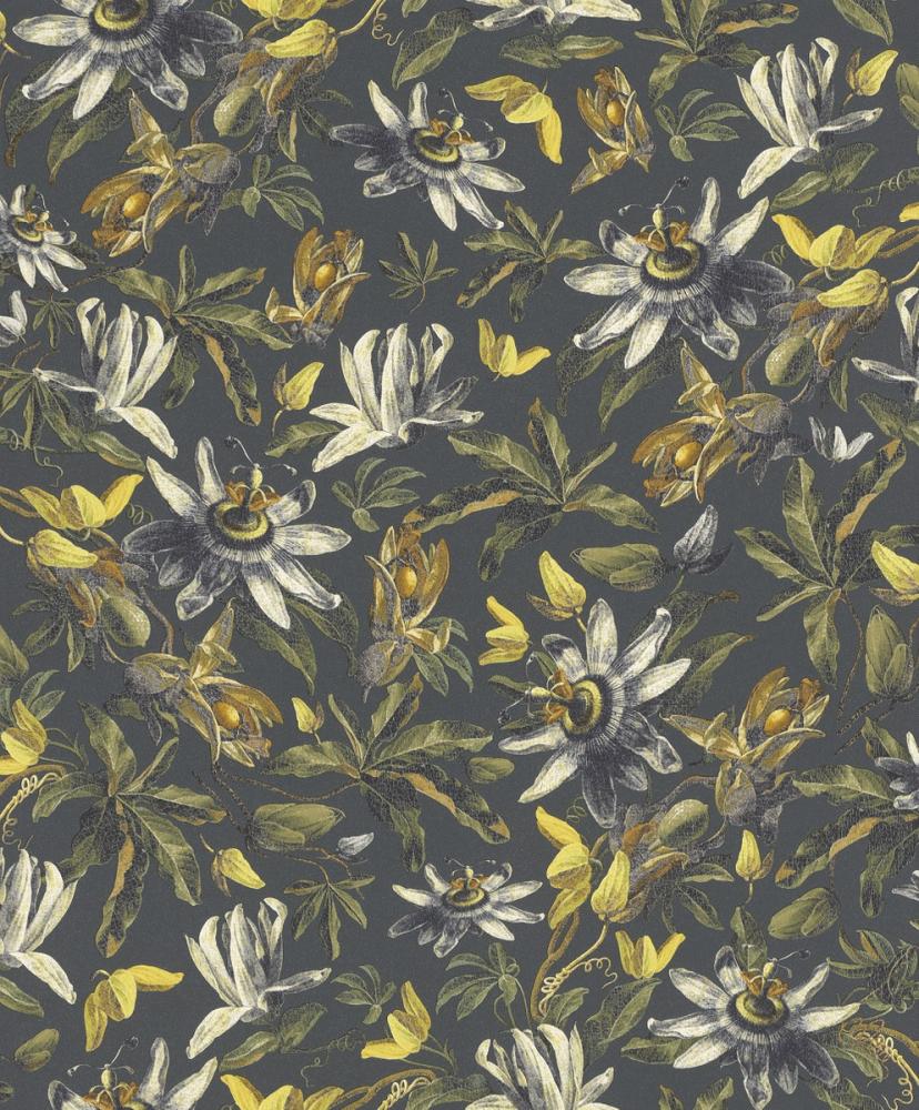 Casa Padrino Luxus Papiertapete Pflanzen Grau / Mehrfarbig - 10,05 x 0,53 m - Tapete Mustertapete Botanisch Blumen Bild 1