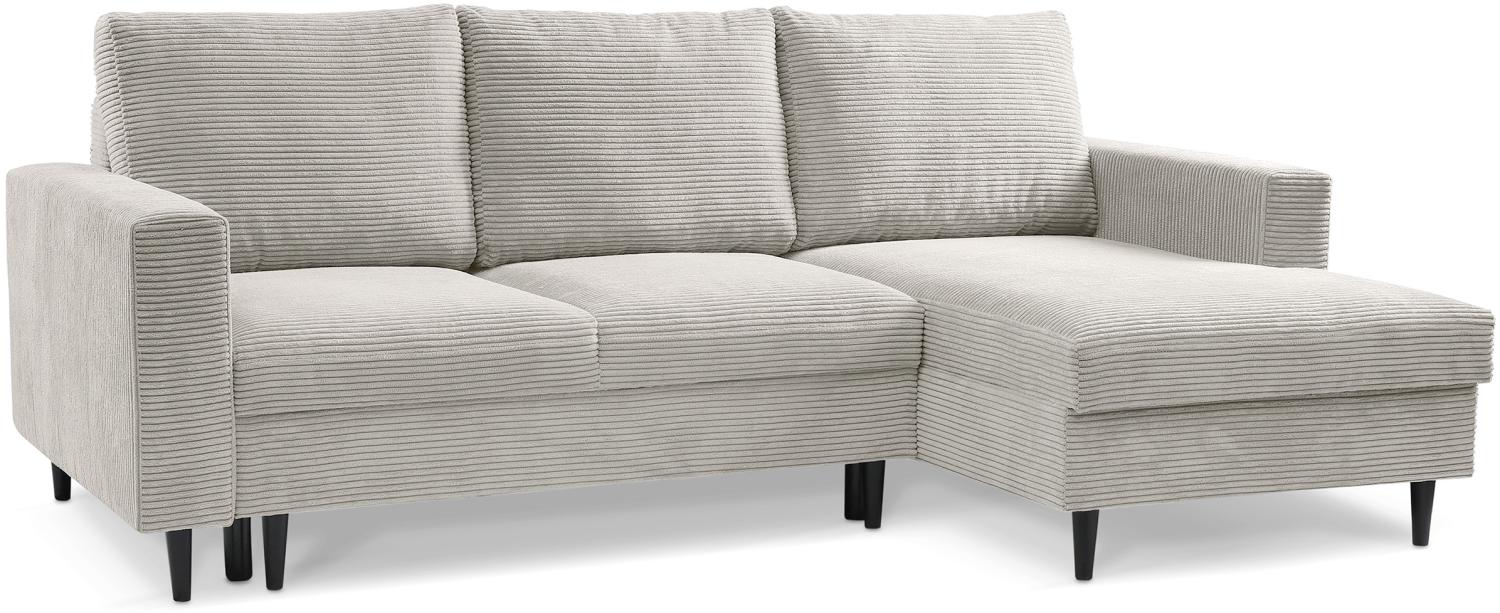 Selsey Nalika - Ecksofa mit Schlaffunktion, Kordsamt-Bezug, hellbeige, rechtsseitig Bild 1