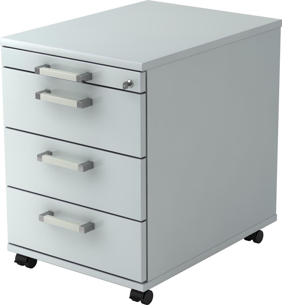 bümö® Rollcontainer Office abschließbar mit Universalschubladen & Chromgriffen in grau Bild 1