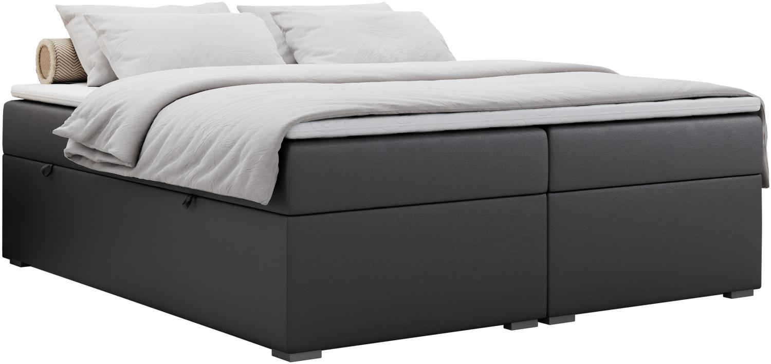 Boxspringbett - Doppelbett mit Multipocket-Matratze - BESS -180x200 - Dunkelgrau Kunstleder - H3 Bild 1