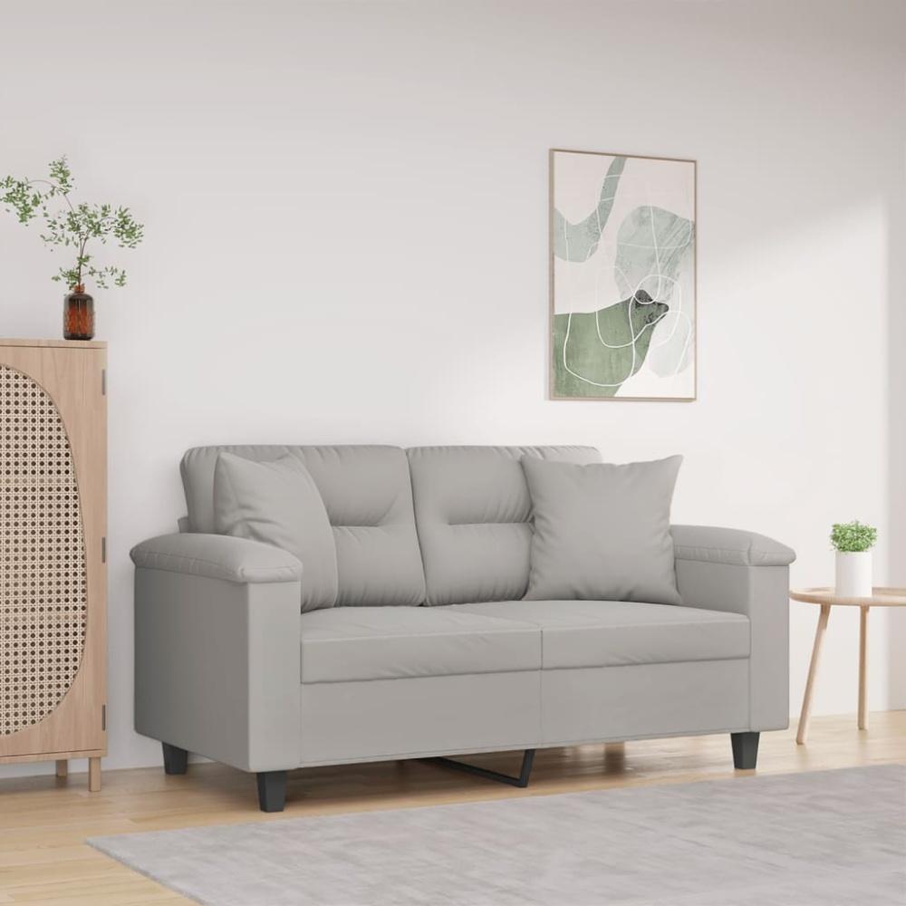 vidaXL 2-Sitzer-Sofa mit Kissen Hellgrau 120 cm Mikrofasergewebe Bild 1
