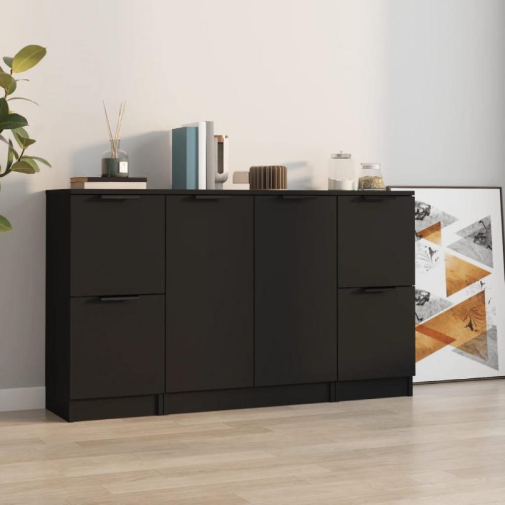 Sideboards 3 Stk. Schwarz Holzwerkstoff (Farbe: Schwarz) Bild 1