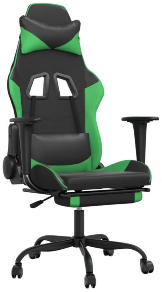 vidaXL Gaming-Stuhl mit Massage & Fußstütze Schwarz & Grün Kunstleder Bild 1