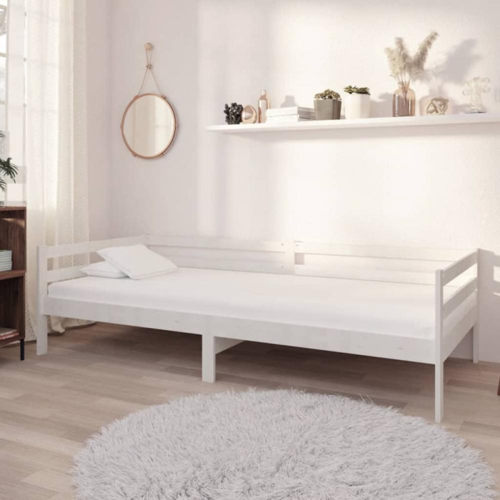 vidaXL Tagesbett mit Matratze 90x200 cm Weiß Kiefer Massivholz [3083565] Bild 1