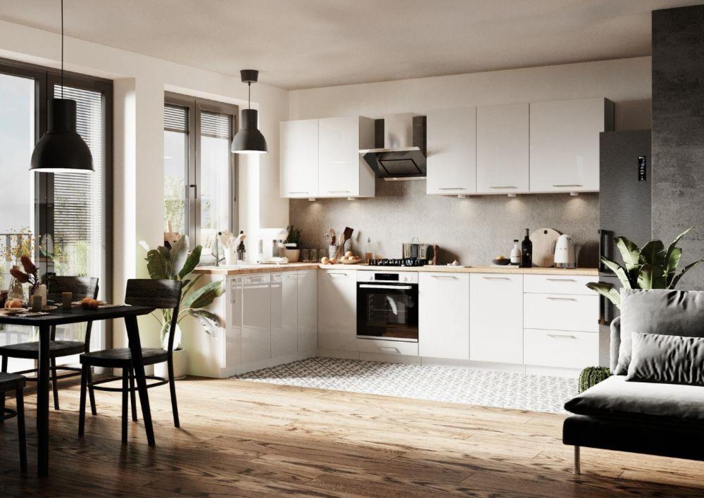 Küchenzeile Einbauküche L-Formig Vita Weiss Glanz 200 X 290 Cm #L22216 Bild 1