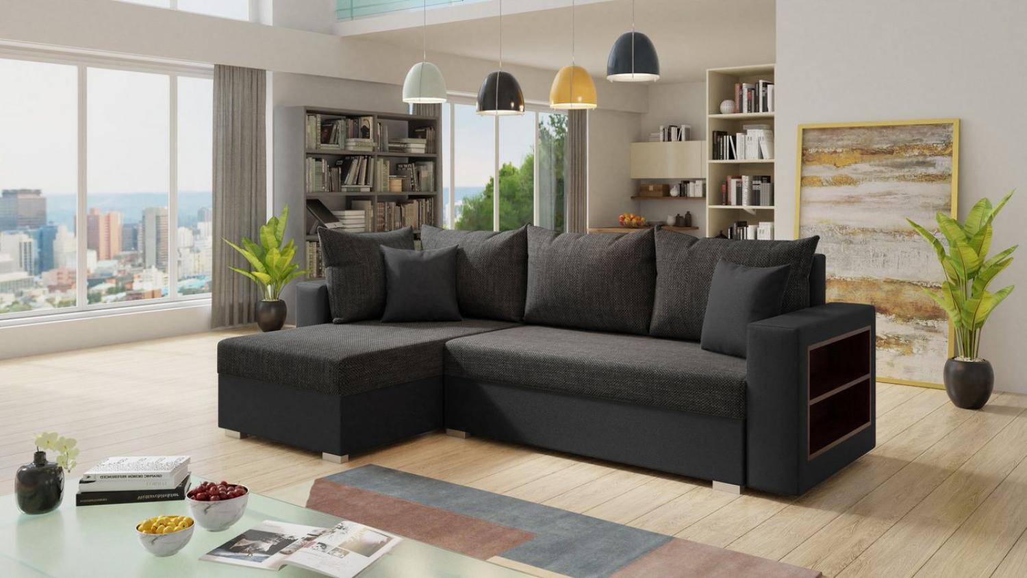 Sofnet Ecksofa Lord, mit Schlaffunktion und Bettkasten, L-Form Couch, Schlafsofa mit Regal Bild 1