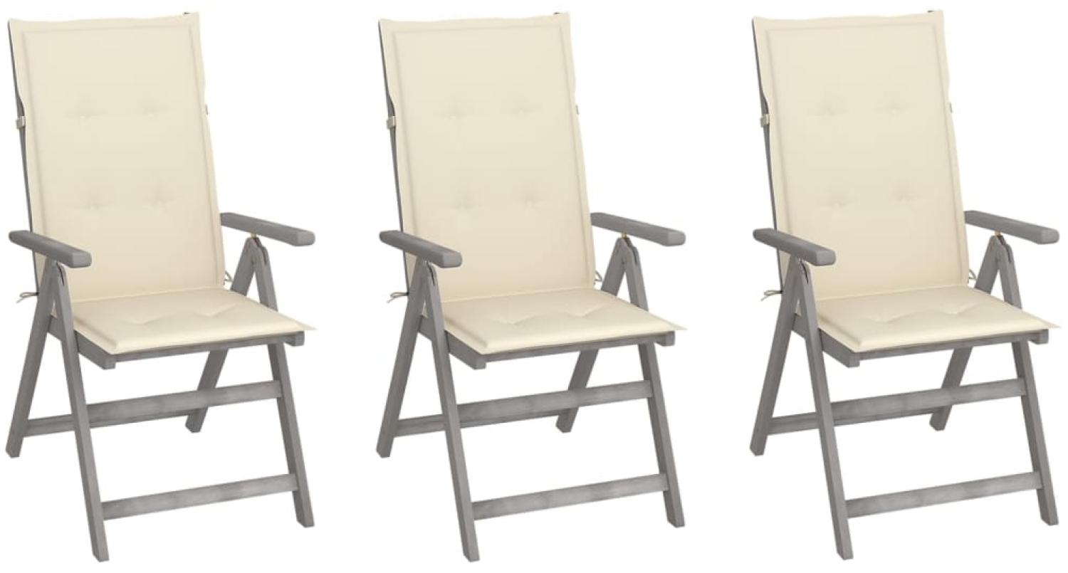 Verstellbare Gartenstühle 3 Stk. mit Auflagen Massivholz Akazie Bild 1