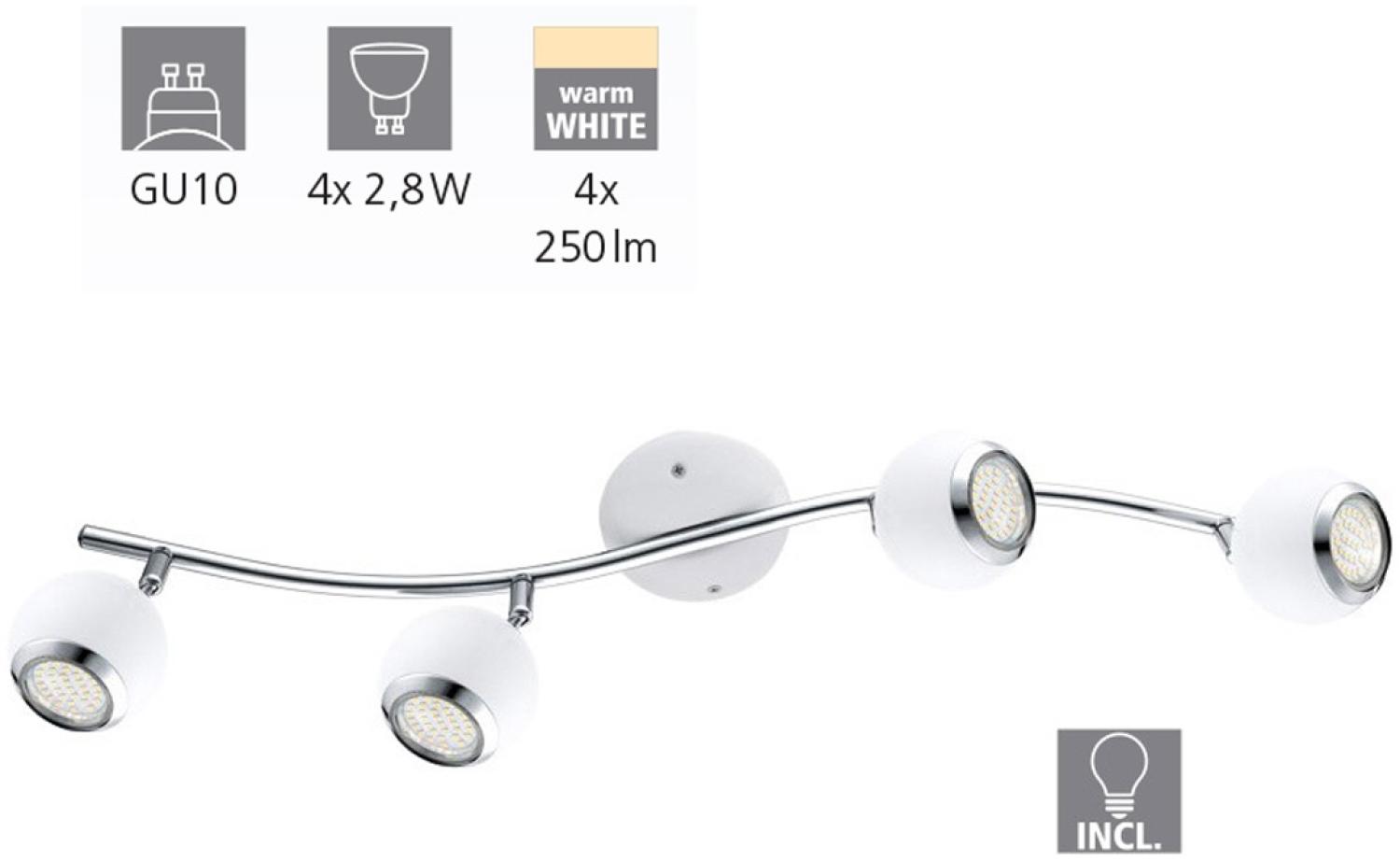 Eglo 31004 LED Spotleuchte BIMEDA Stahl weiß, chrom GU10-LED max. 4X2,8W L:64cm 3000K Bild 1