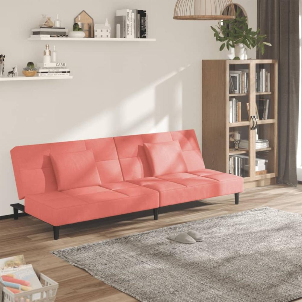 vidaXL Schlafsofa 2-Sitzer mit 2 Kissen Rosa Samt Bild 1