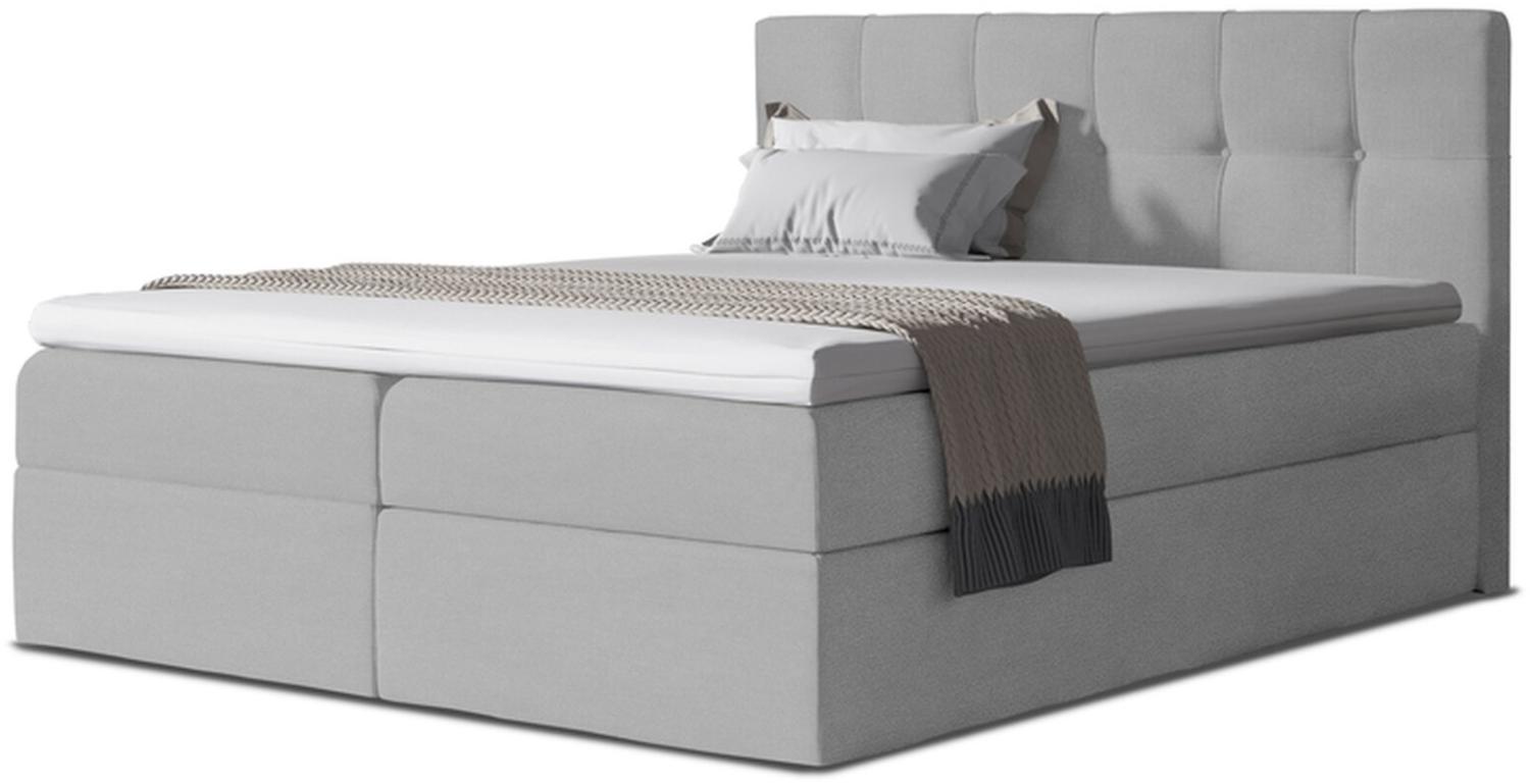 Stylefy 'Cesar' Boxspringbett Velours Türkis 200 x 200 cm Bild 1