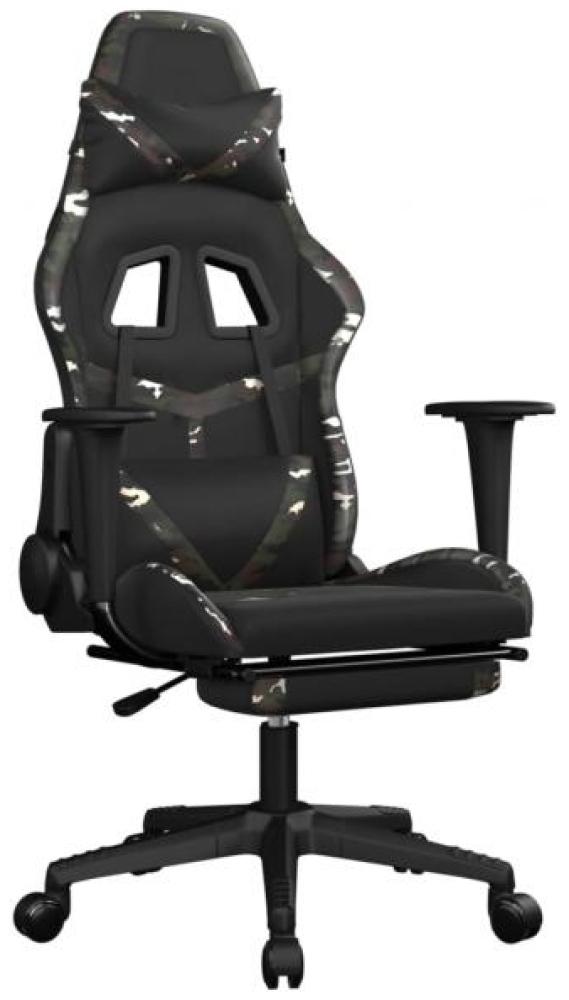 Gaming-Stuhl mit Fußstütze Schwarz und Tarnfarben Kunstleder Bild 1