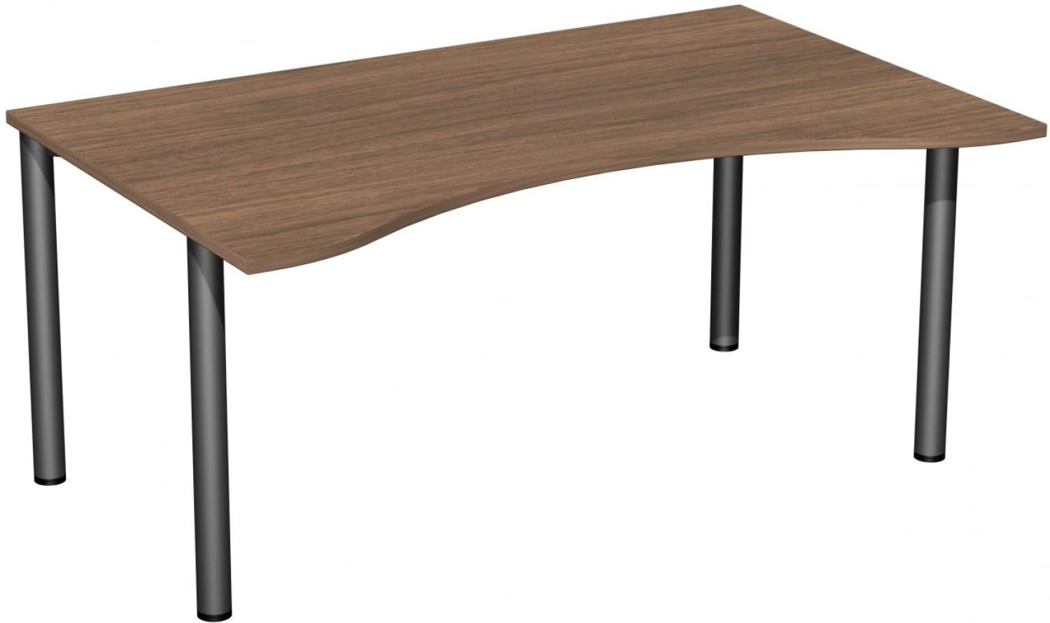 Schreibtisch '4 Fuß Flex', feste Höhe 160x100cm, Nussbaum / Anthrazit Bild 1