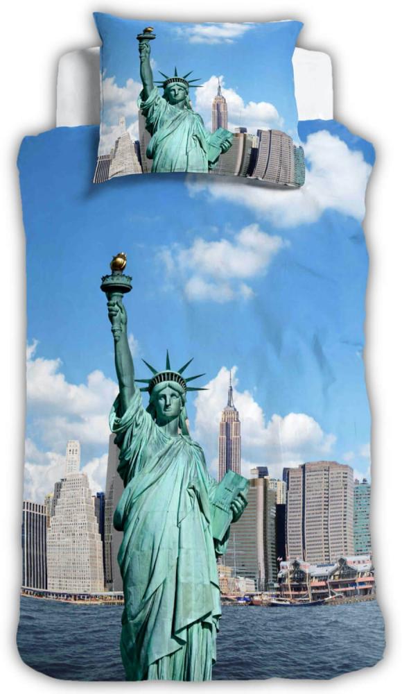 New York Bettwäsche Freiheitsstatue Digitaldruck ESPiCO Sleep and Dream 135 x 200 + 80 x 80 cm Bild 1