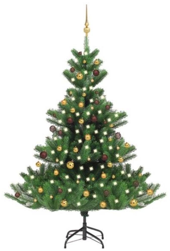 vidaXL Künstlicher Weihnachtsbaum Nordmann LED & Kugeln Grün 180 cm, Mit Beleuchtung [3077560] Bild 1