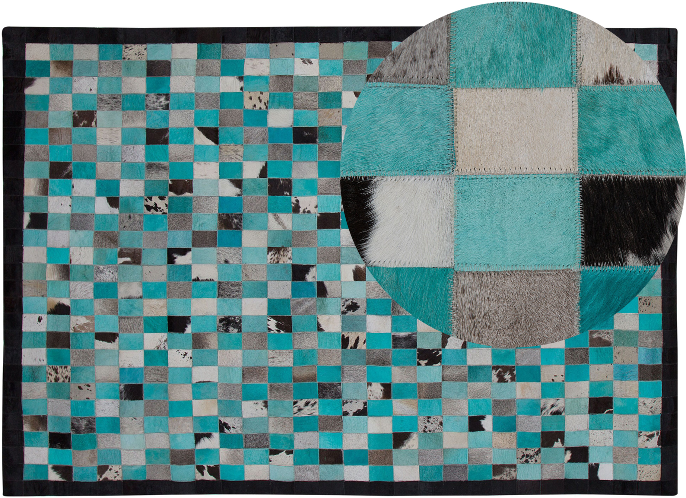 Teppich Leder türkis/grau 160 x 230 cm NIKFER Bild 1