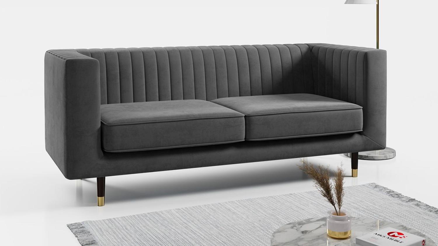 Sofa - Moderne Polstersofa - Skandinavische Deko - ELMO - 3 Sitzer - Grau Mikrofaser Bild 1