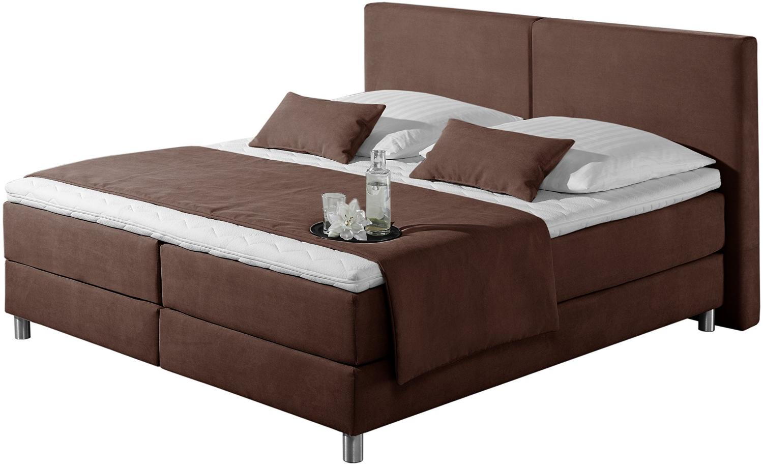 Maintal Boxspringbett Metropol, 100 x 200 cm, Strukturstoff, 7-Zonen-Kaltschaum Matratze h3, choco Bild 1