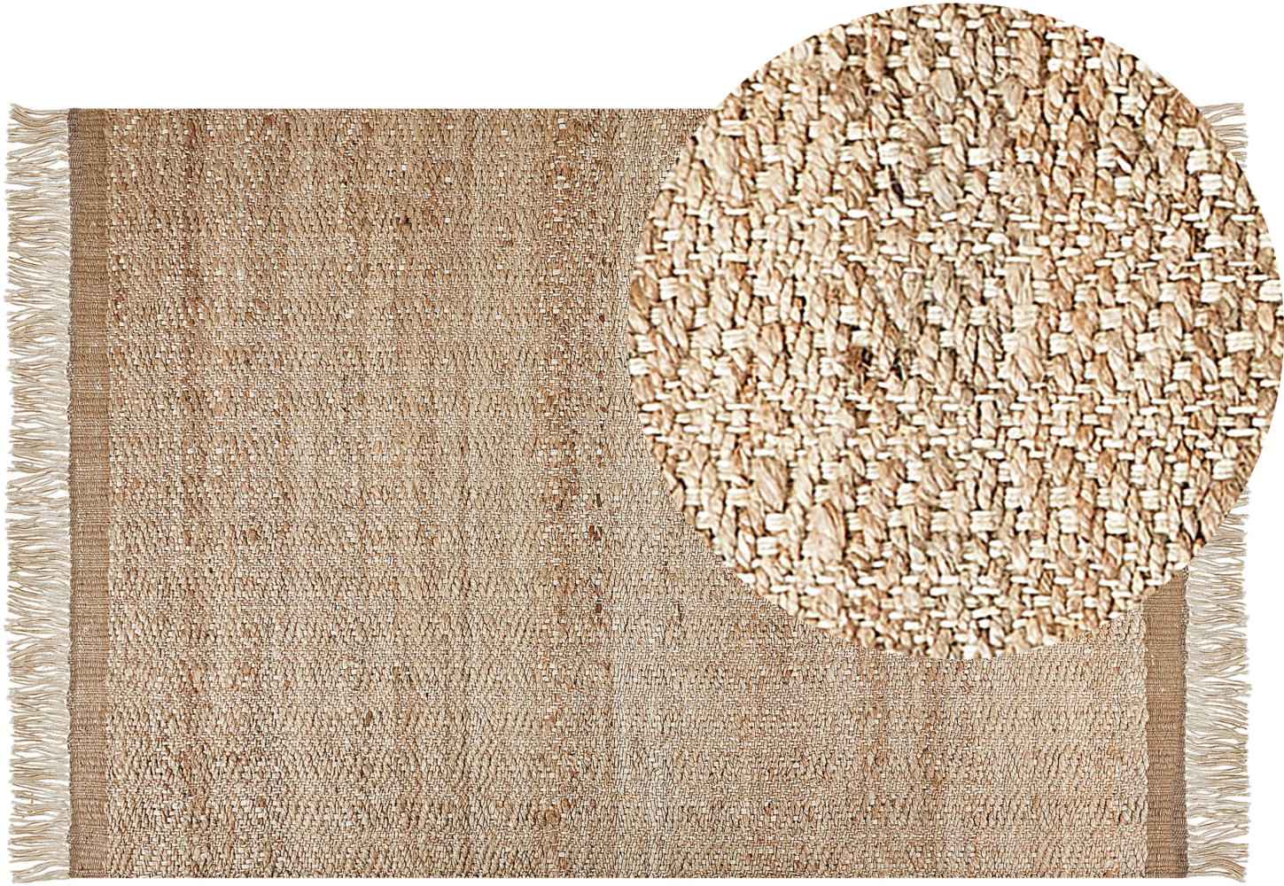 Teppich Jute beige geometrisches Muster 140 x 200 cm Kurzflor ABANA Bild 1