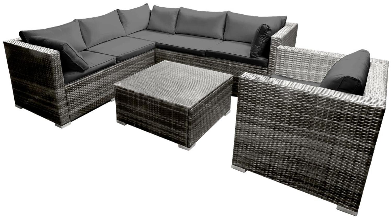 BRAST Gartenmöbel Lounge Sofa Couch Set Harmony Grau Poly-Rattan für 5 Personen Bild 1