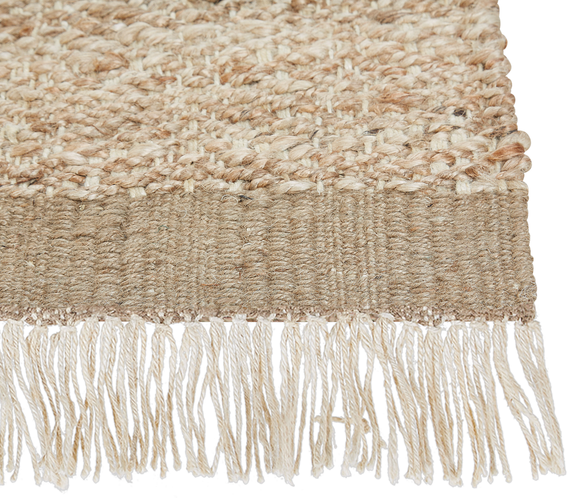 Teppich Jute beige geometrisches Muster 160 x 230 cm Kurzflor ABANA Bild 1