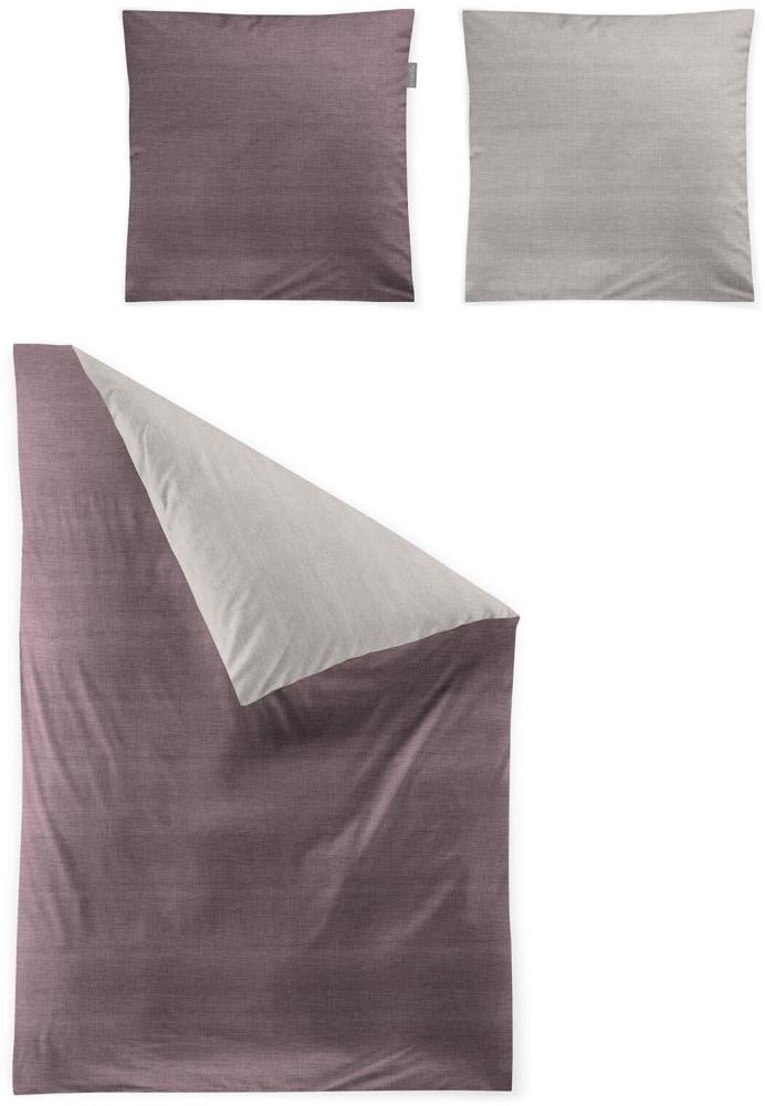 Irisette Mako-Satin Bettwäsche Wave 8557 | 135x200 cm + 80x80 cm | mauve Bild 1