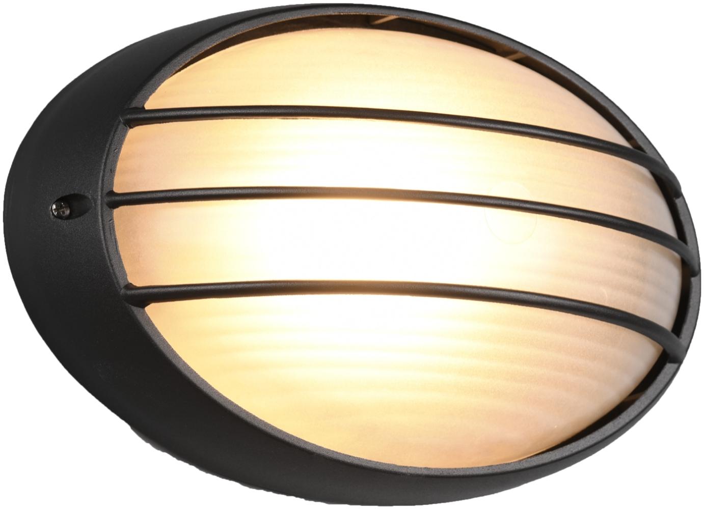 Außenwandleuchte TIRSO Schwarz Gitterlampe IP44 oval Breite 32cm Bild 1
