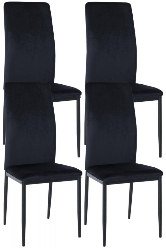 4er Set Esszimmerstühle Savino Samt (Farbe: schwarz) Bild 1