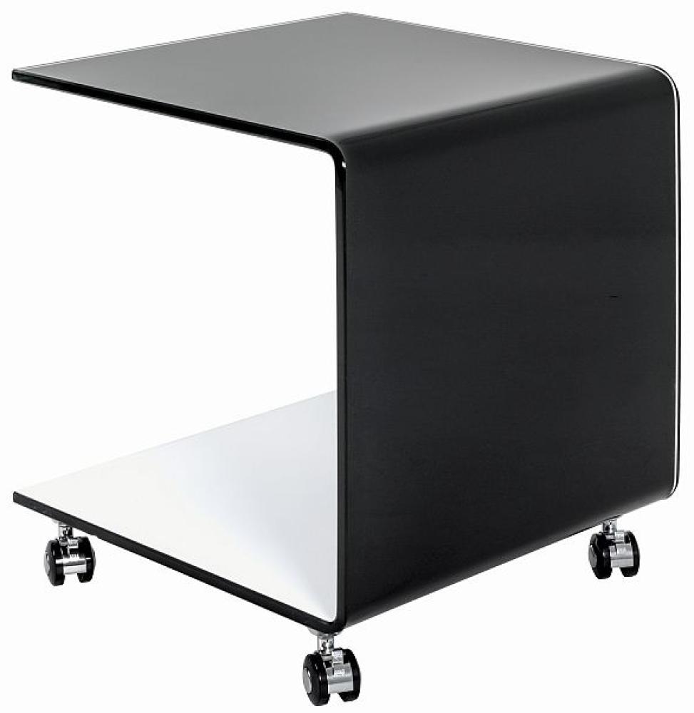 Beistelltisch Couchtisch Glastisch Bento5 auf Rollen schwarz - weiß Bild 1
